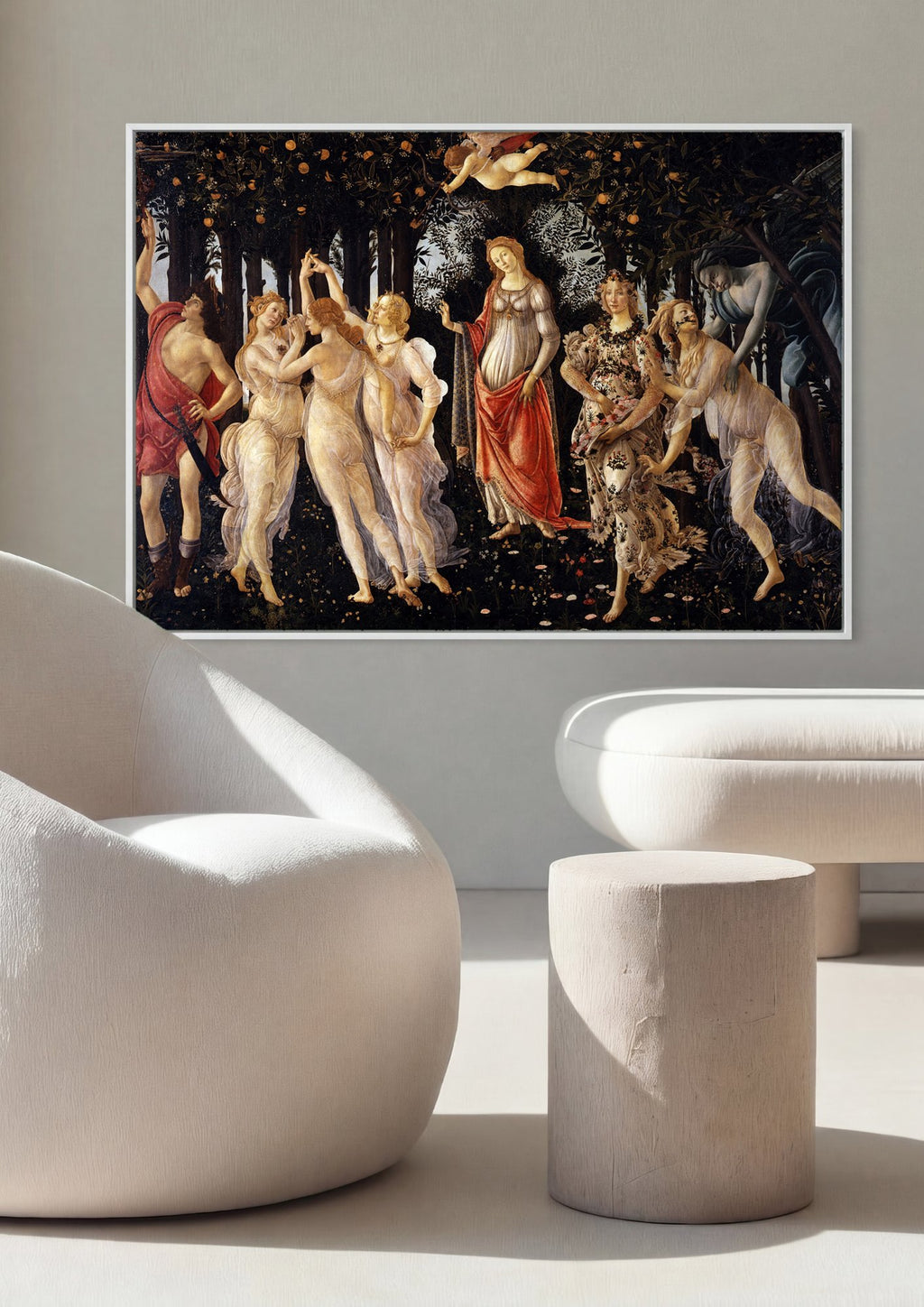 Quadro Decorativo Primavera - Botticelli em ambiente decorado