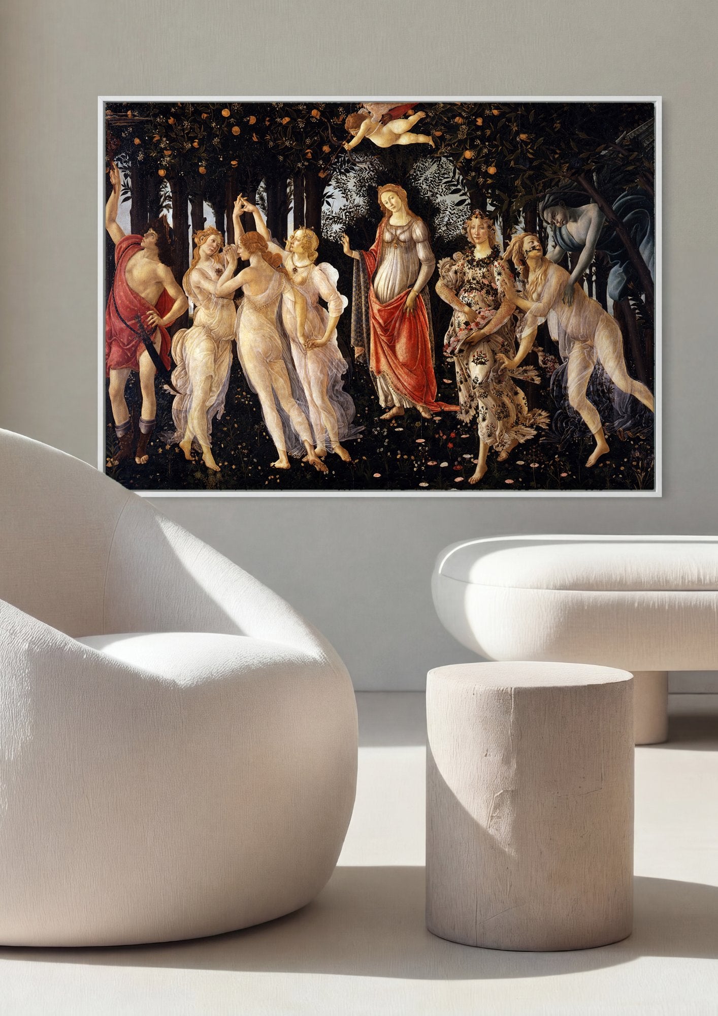 Quadro Decorativo Primavera - Botticelli em ambiente decorado