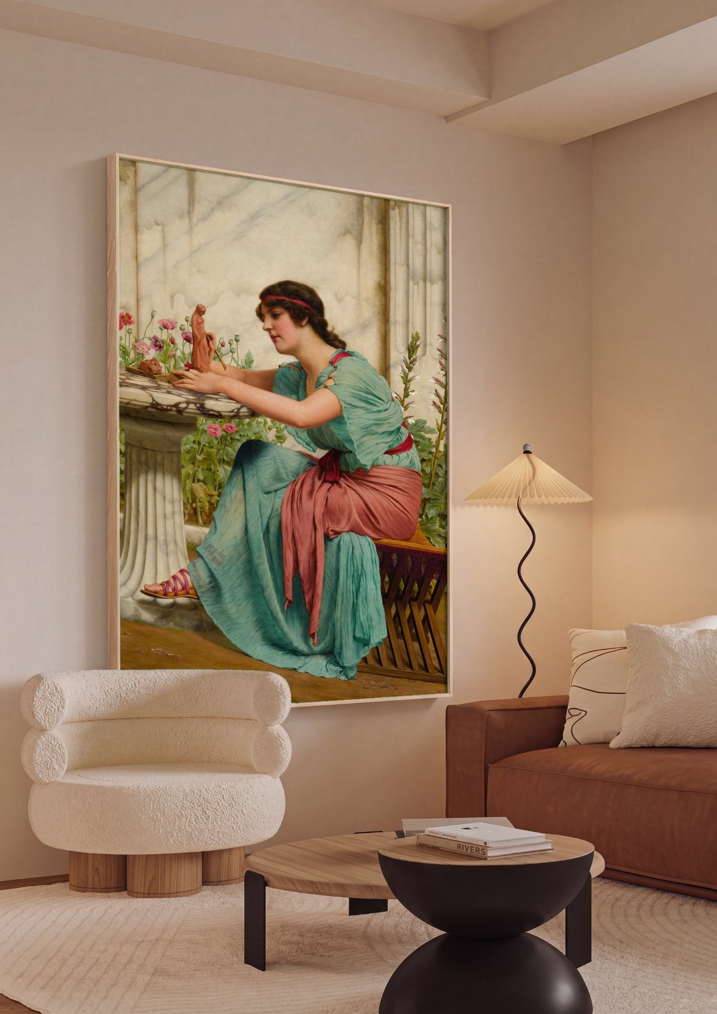 Quadro Decorativo A Escultora - John William Godward em ambiente decorado