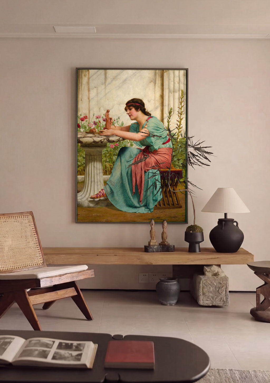 Quadro Decorativo A Escultora - John William Godward em ambiente decorado