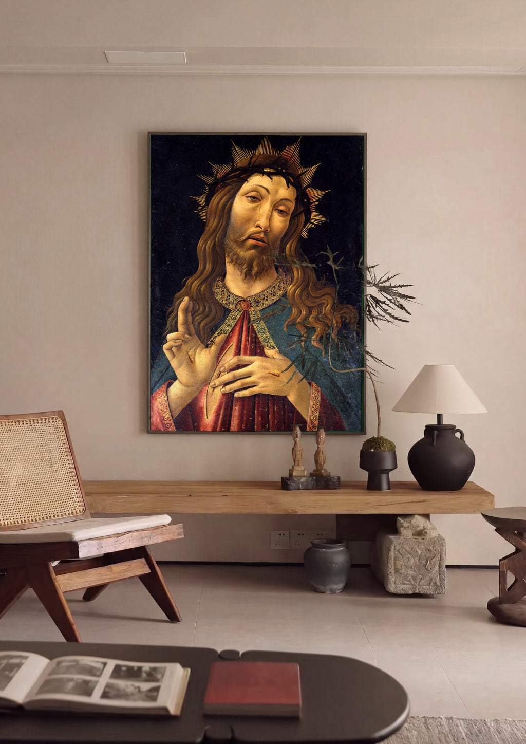 Quadro Decorativo Ecce Homo - Botticelli em ambiente decorado