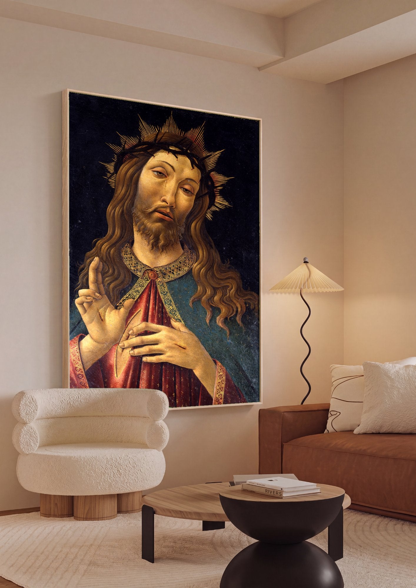 Quadro Decorativo Ecce Homo - Botticelli em ambiente decorado