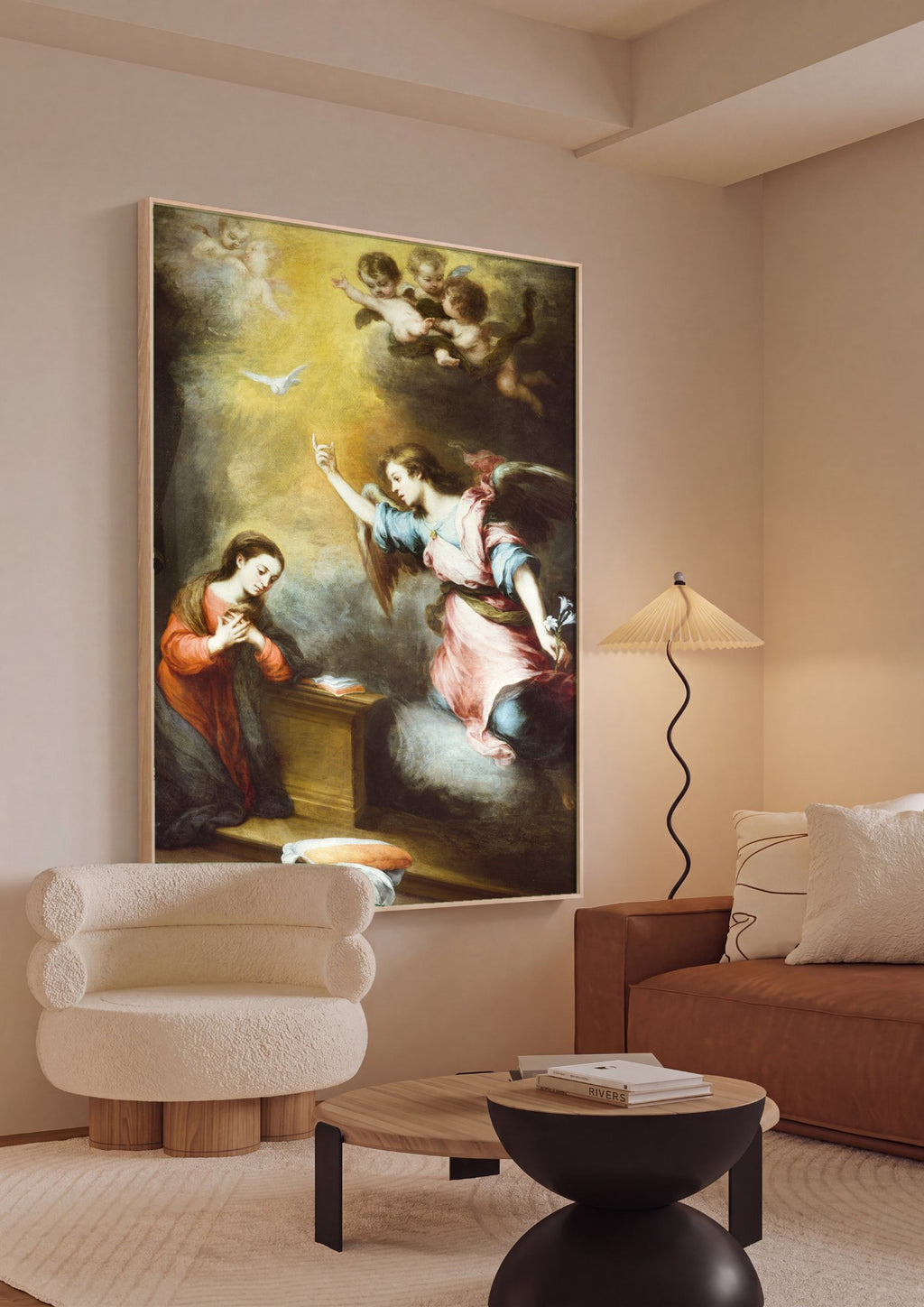 Quadro Decorativo A Anunciação - Murillo em ambiente decorado