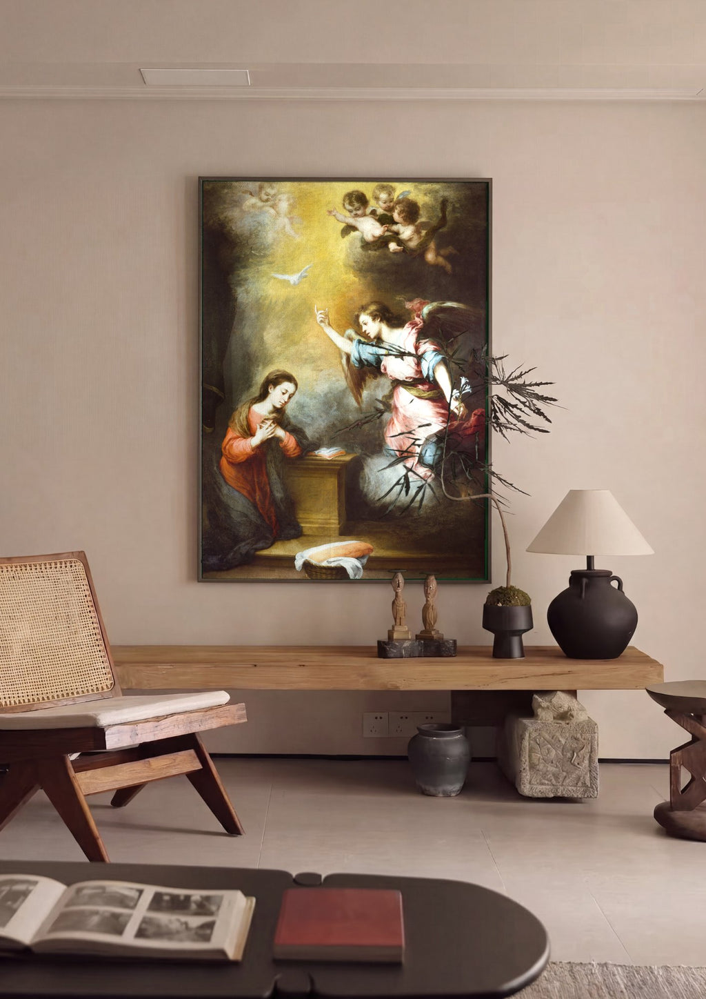 Quadro Decorativo A Anunciação - Murillo em ambiente decorado