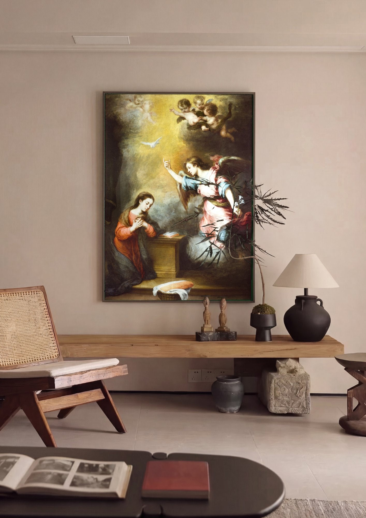 Quadro Decorativo A Anunciação - Murillo em ambiente decorado