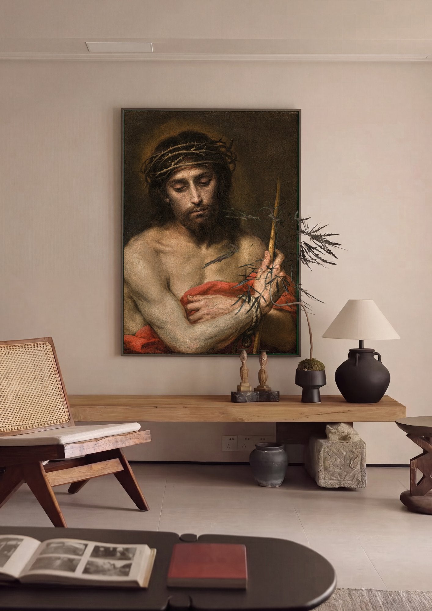 Quadro Decorativo Ecce Homo - Murillo em ambiente decorado