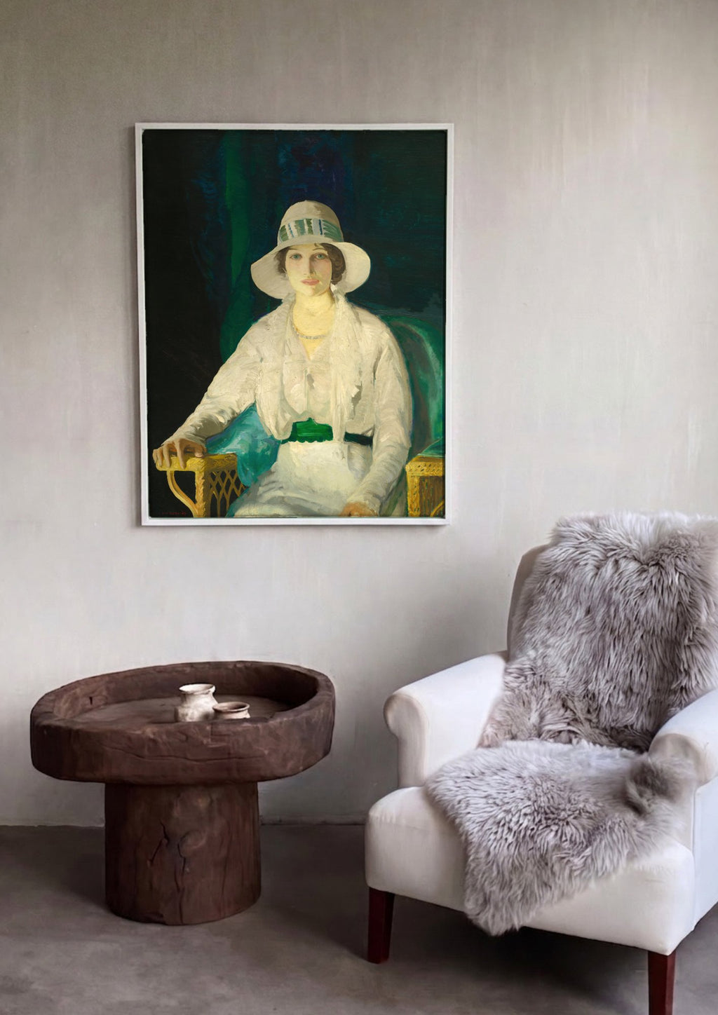 Quadro Decorativo A Dama do Chapéu - Bellows em ambiente decorado