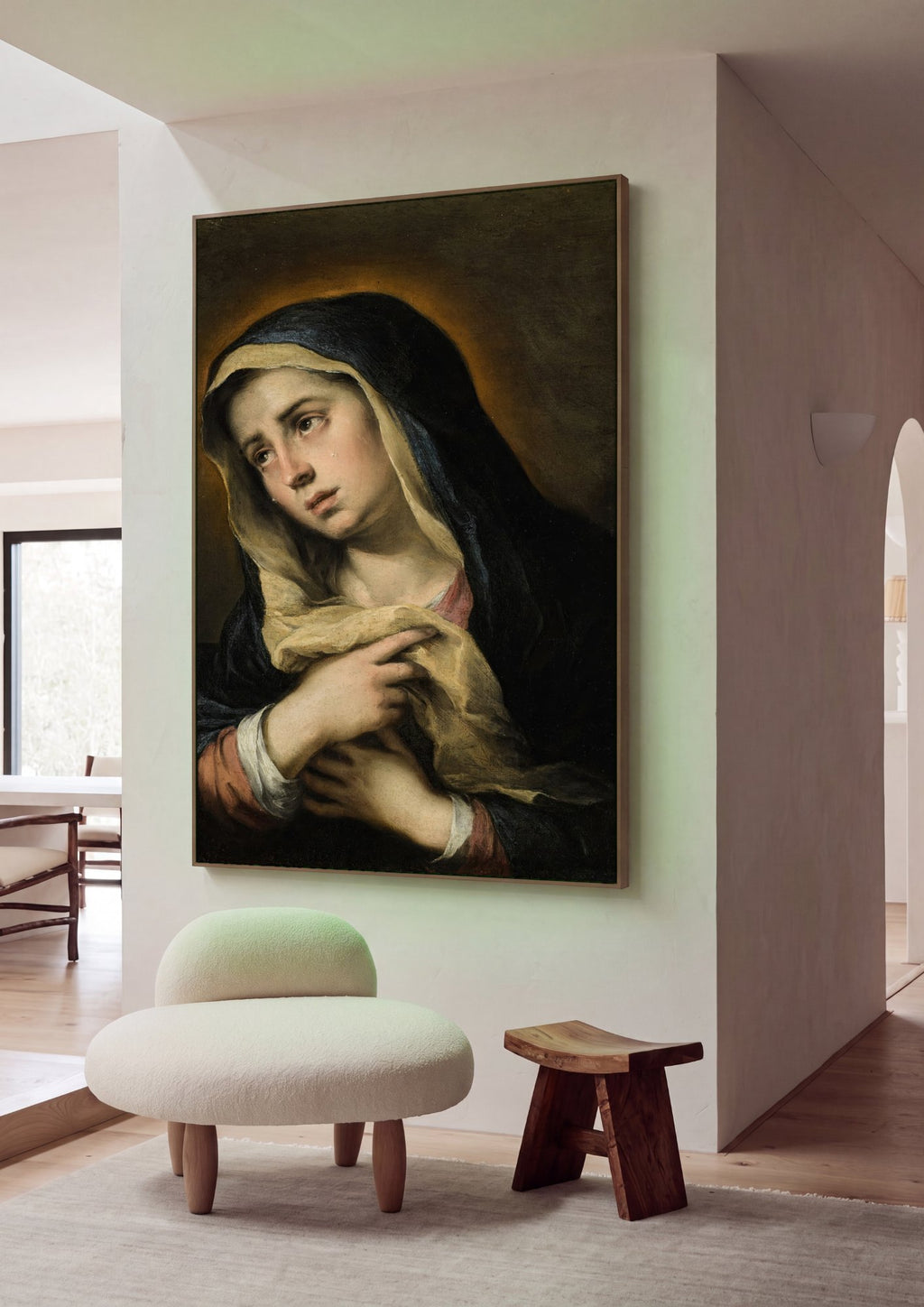 Quadro Decorativo A Dolorosa - Murillo em ambiente decorado