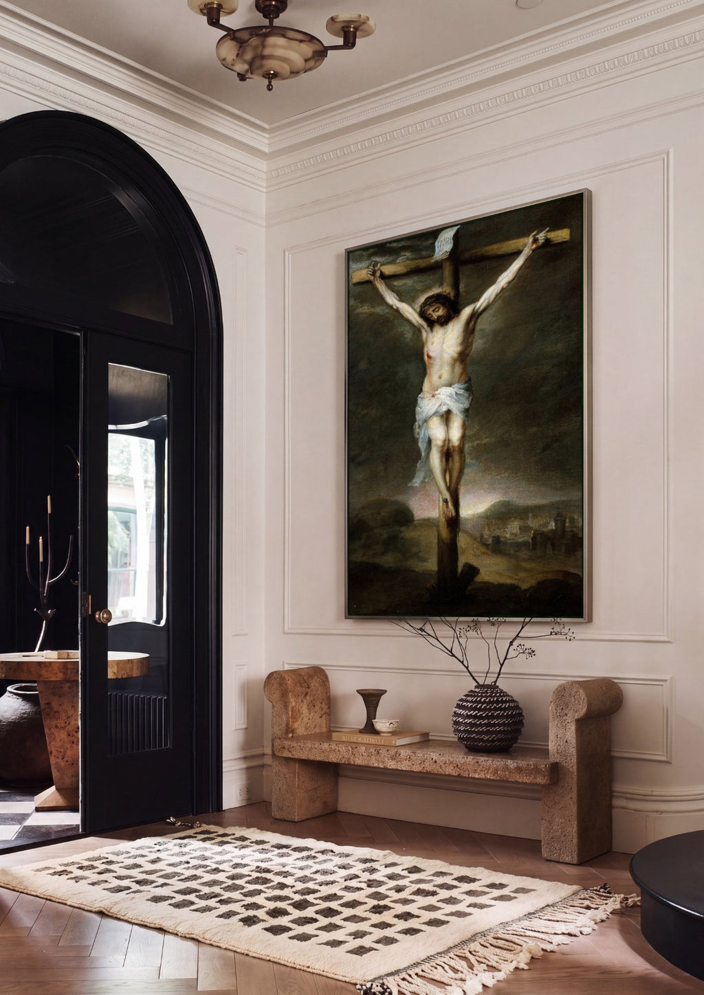 Quadro Decorativo A Crucificação - Murillo em ambiente decorado
