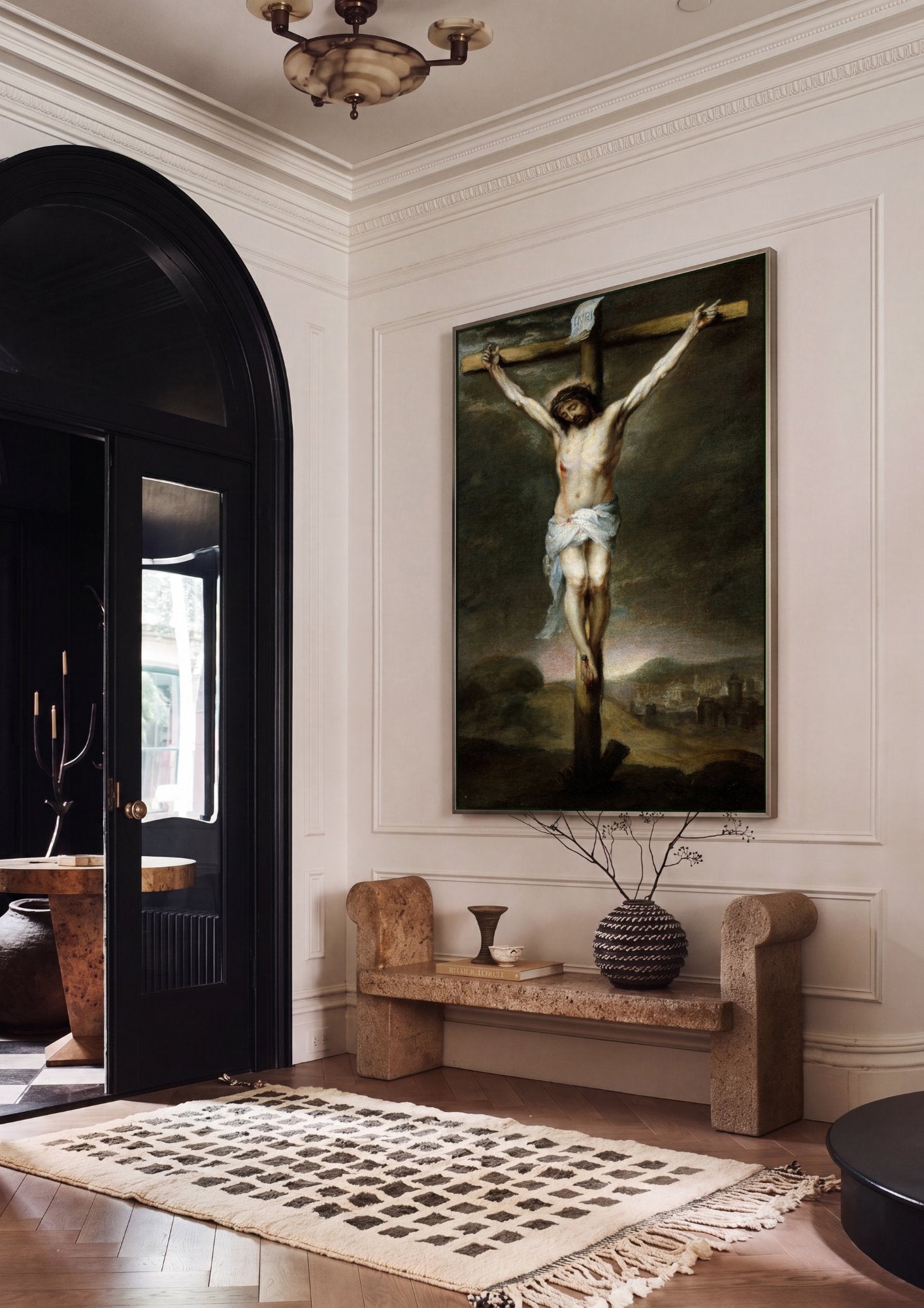 Quadro Decorativo A Crucificação - Murillo em ambiente decorado