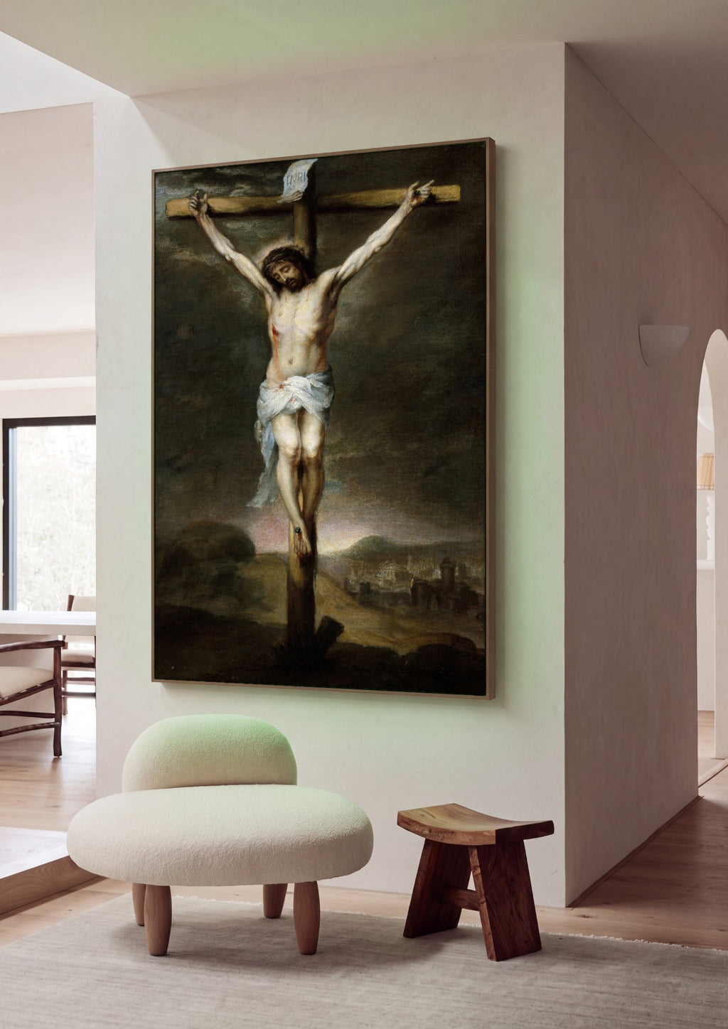 Quadro Decorativo A Crucificação - Murillo em ambiente decorado
