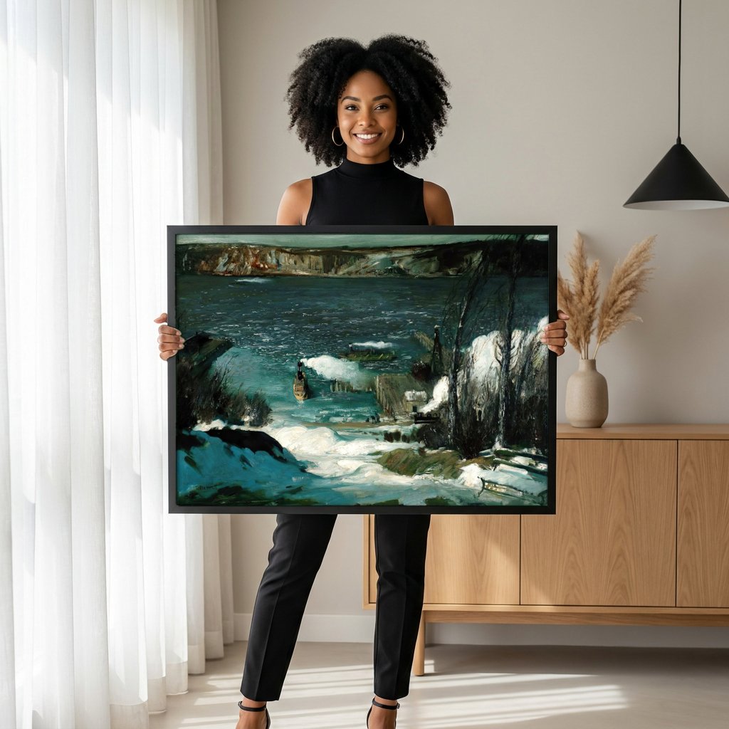Quadro Decorativo Ice Floes - George Bellows com modelo em ambiente