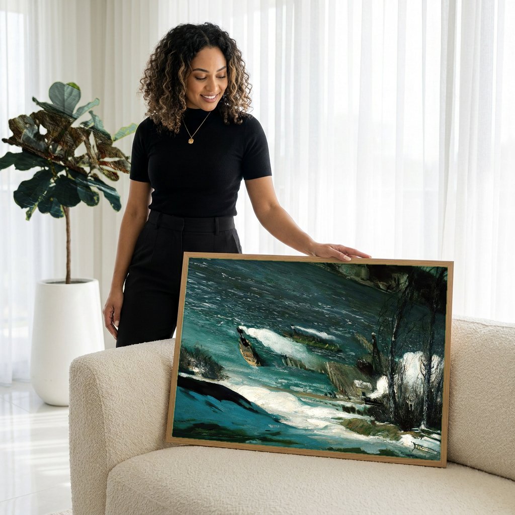 Quadro Decorativo Ice Floes - George Bellows com modelo em ambiente