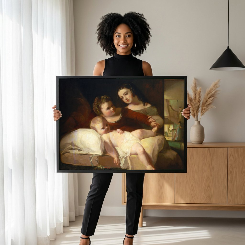 Quadro Decorativo: A Família - Thomas Sully com modelo em ambiente
