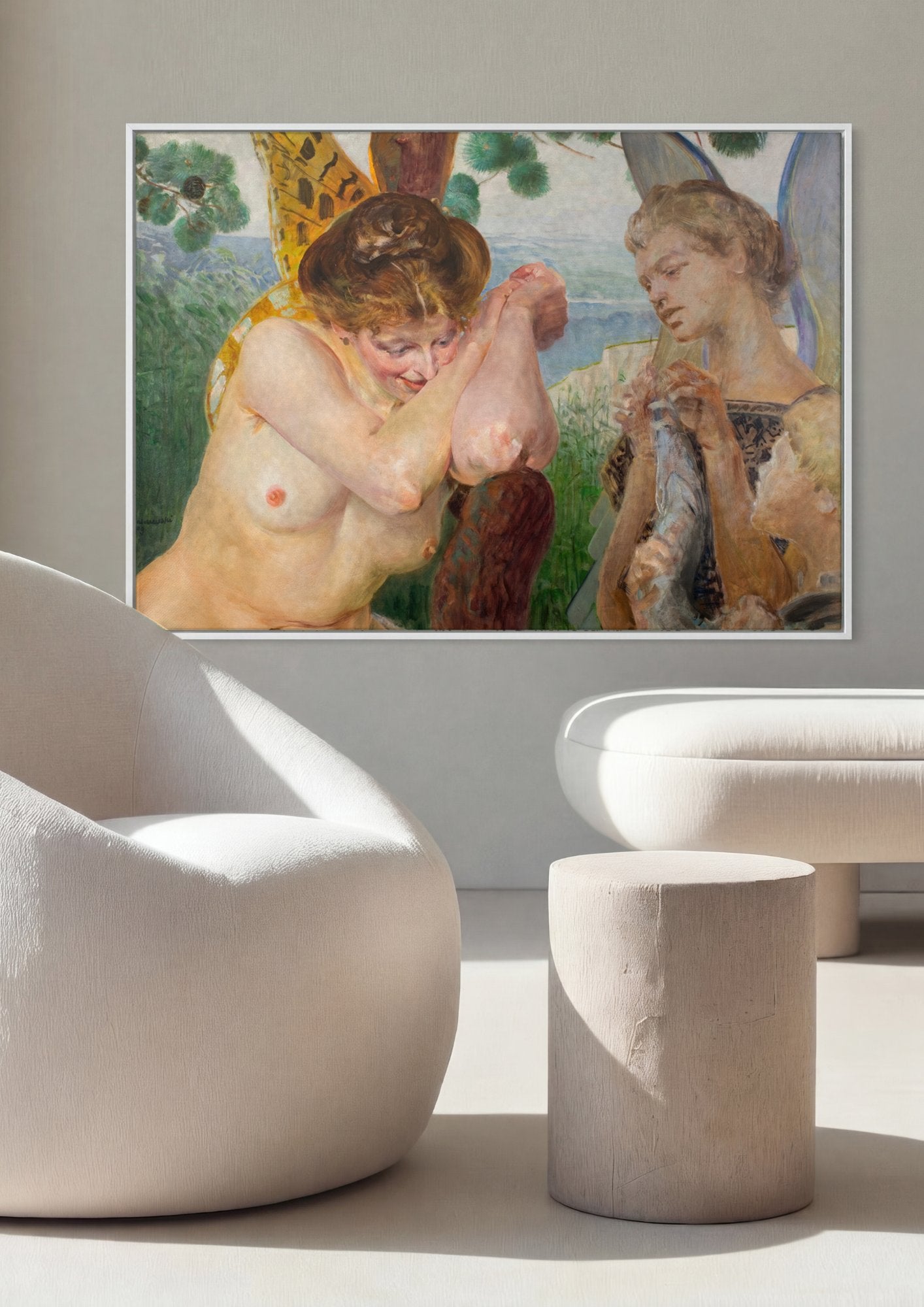 Quadro Decorativo A Fada e o Anjo (A Alma) - Jacek Malczewski em ambiente decorado