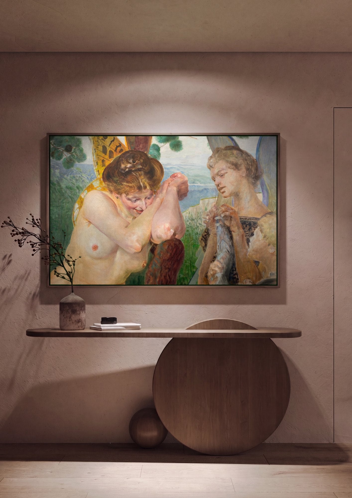 Quadro Decorativo A Fada e o Anjo (A Alma) - Jacek Malczewski em ambiente decorado