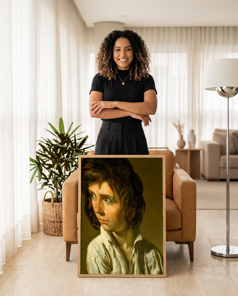Quadro Decorativo Jovem Inquieto - Anne-Louis Girodet com modelo em ambiente