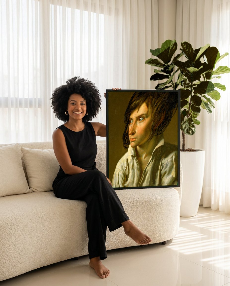 Quadro Decorativo Jovem Inquieto - Anne-Louis Girodet com modelo em ambiente