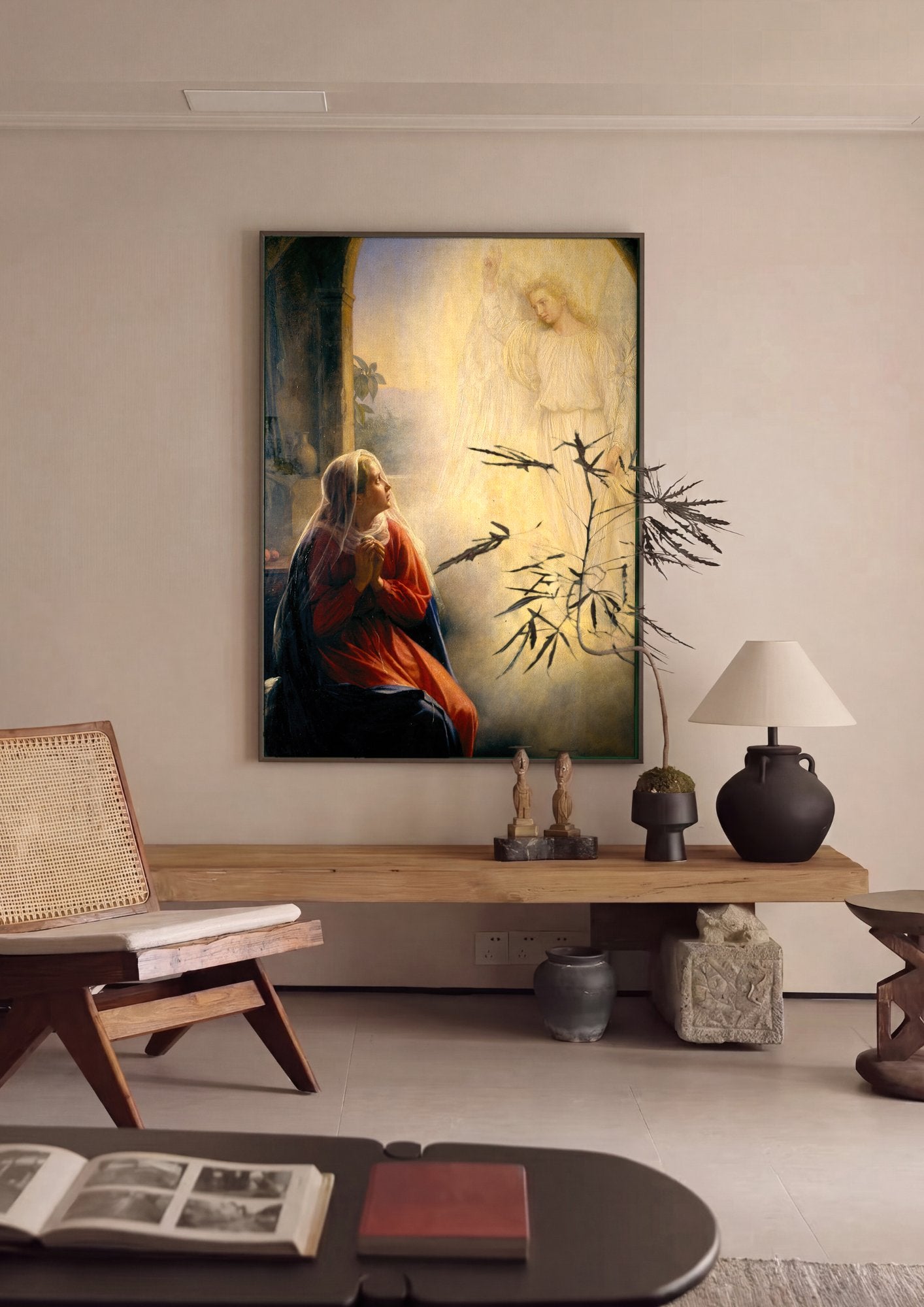 Quadro Decorativo A Anunciação - Carl Bloch em ambiente decorado