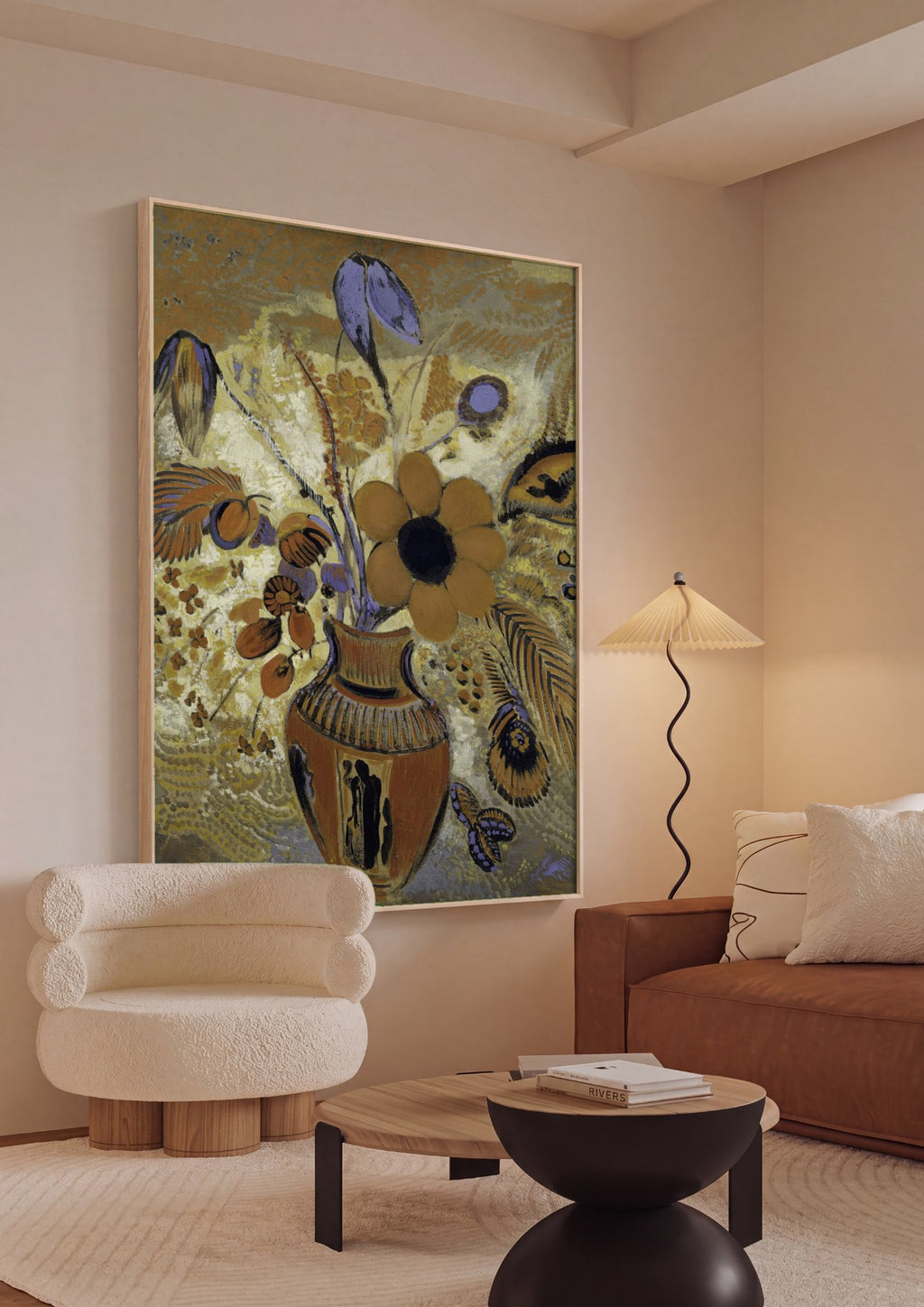 Quadro Decorativo Vaso de Flores - Odilon Redon em ambiente decorado