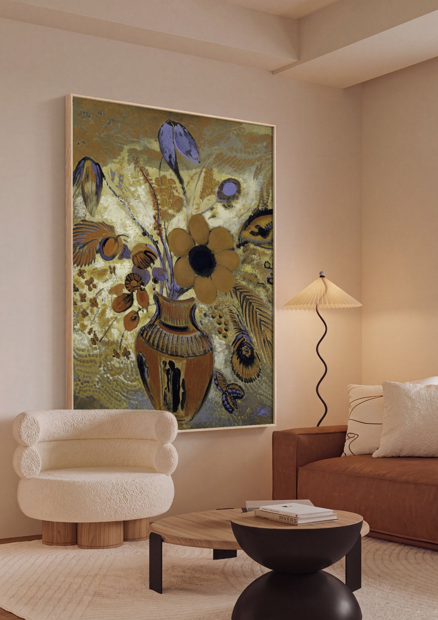 Quadro Decorativo Vaso de Flores - Odilon Redon em ambiente decorado