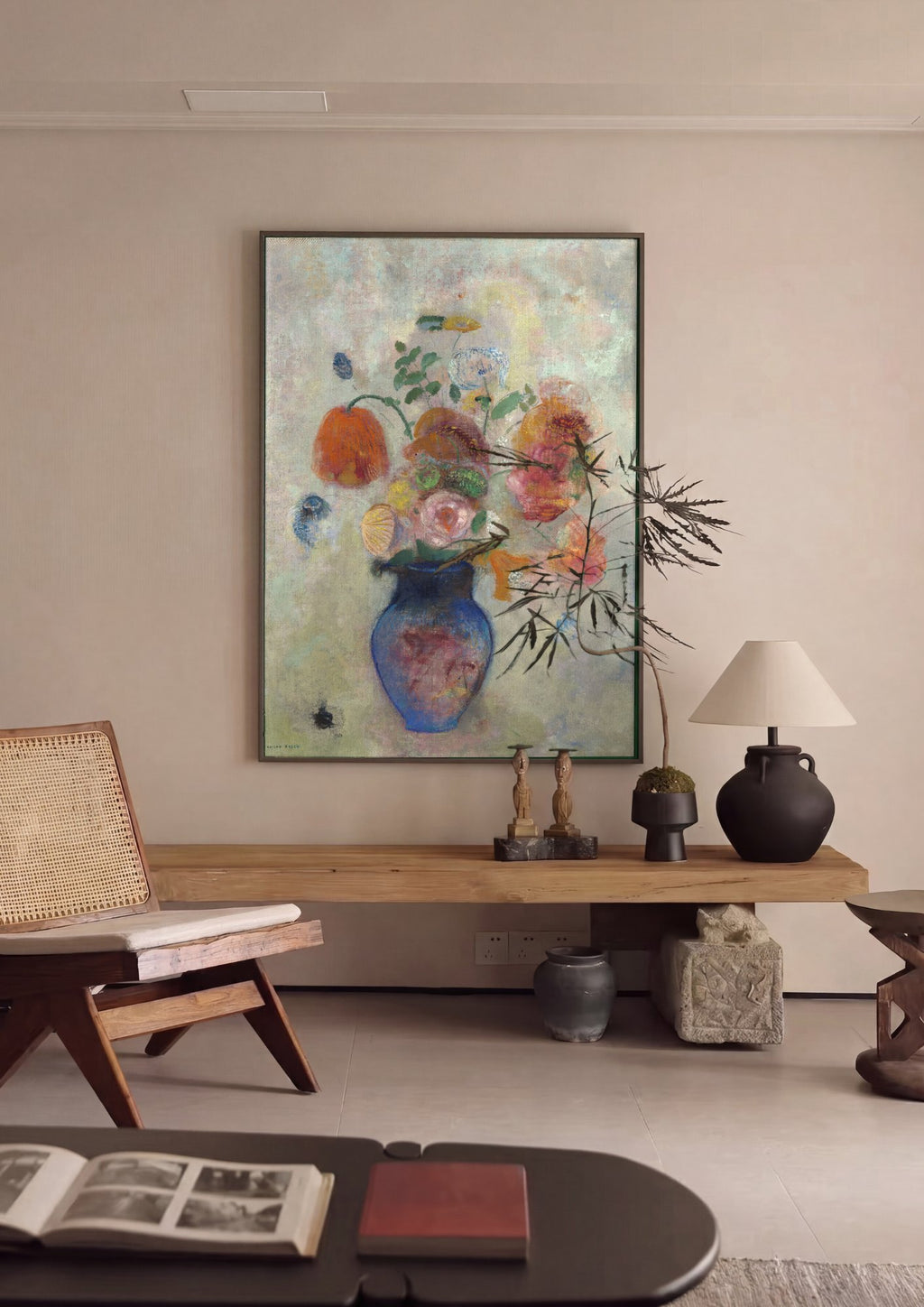 Quadro Decorativo Vaso de Flores - Odilon Redon em ambiente decorado