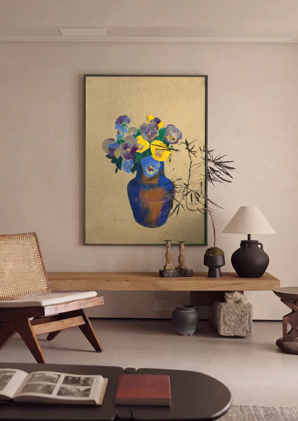 Quadro Decorativo Cesto de Flores — Odilon Redon em ambiente decorado
