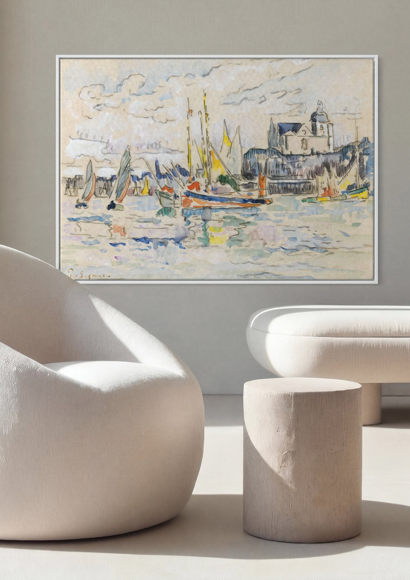 Quadro Decorativo Porto de "Sables d'Olonne" - Paul Signac em ambiente decorado