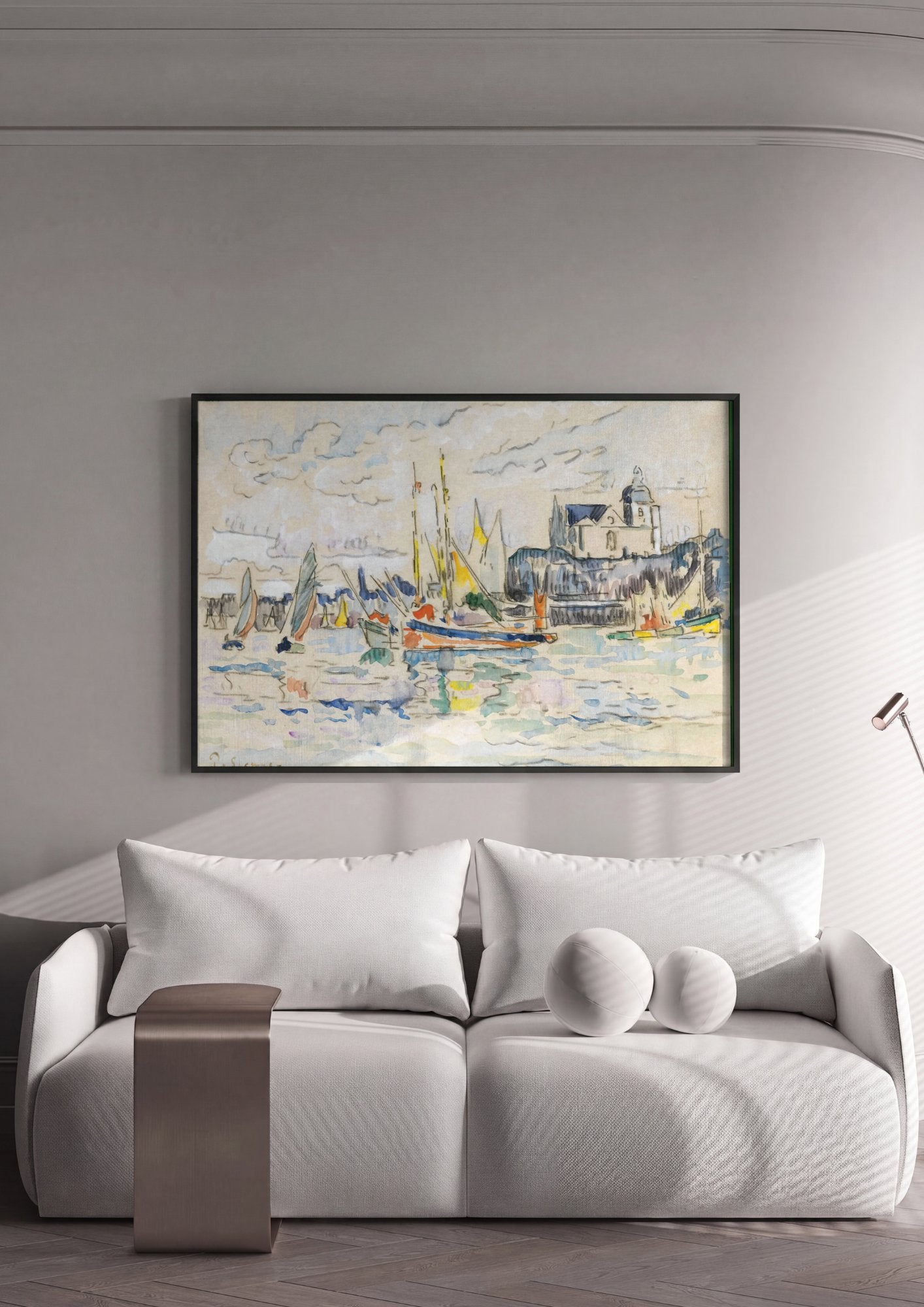 Quadro Decorativo Porto de "Sables d'Olonne" - Paul Signac em ambiente decorado