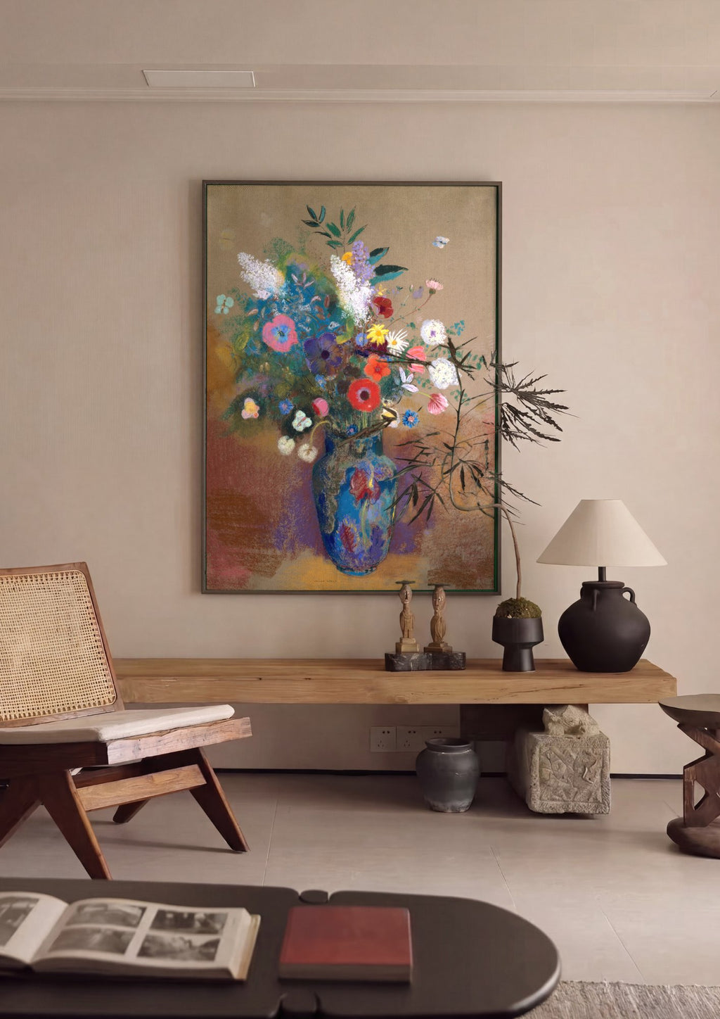Quadro Decorativo Vaso de Flores - Odilon Redon em ambiente decorado