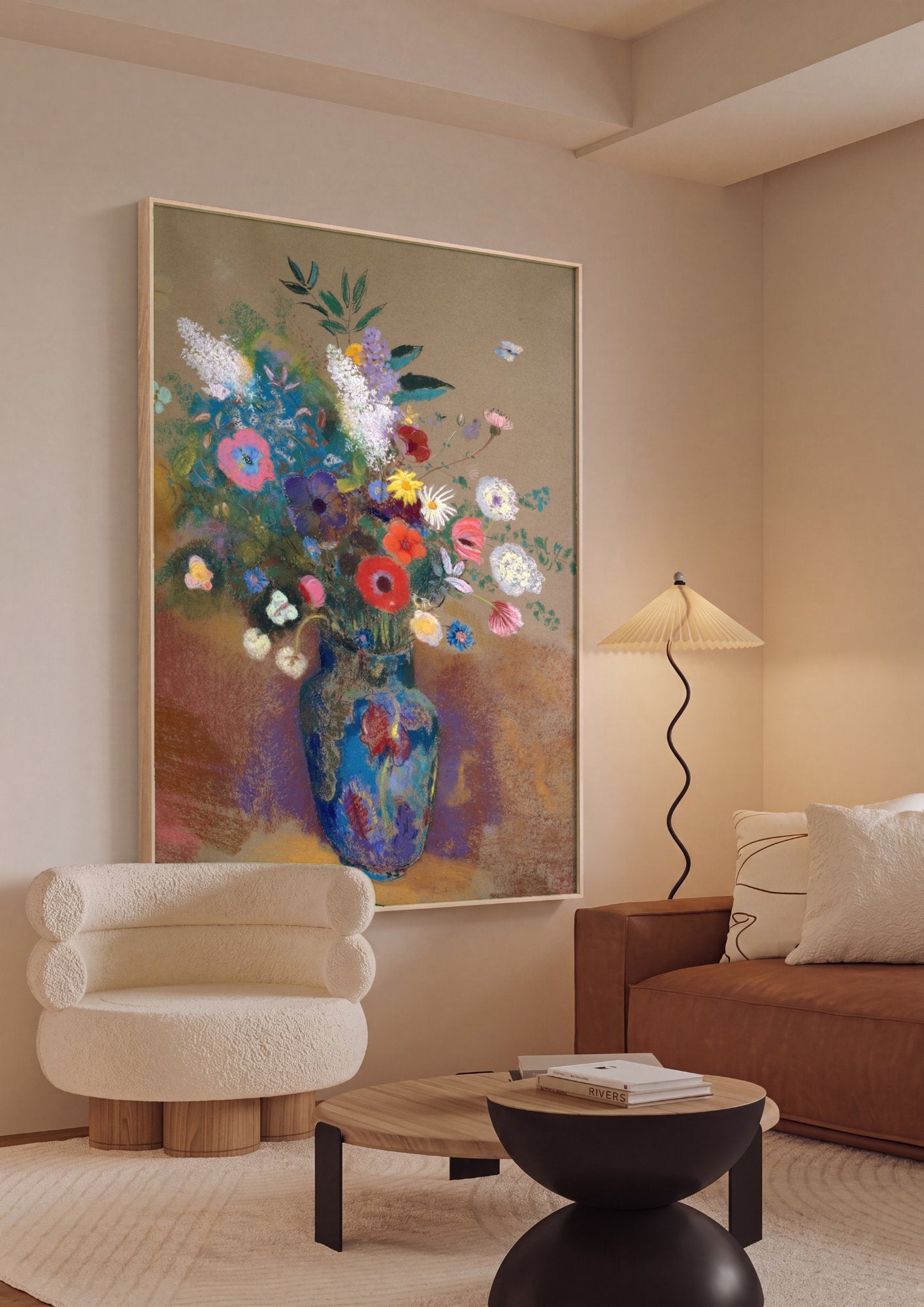 Quadro Decorativo Vaso de Flores - Odilon Redon em ambiente decorado