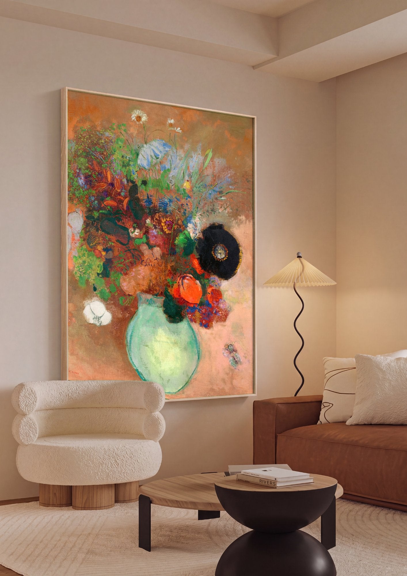 Quadro Decorativo Vaso de Flores - Odilon Redon em ambiente decorado
