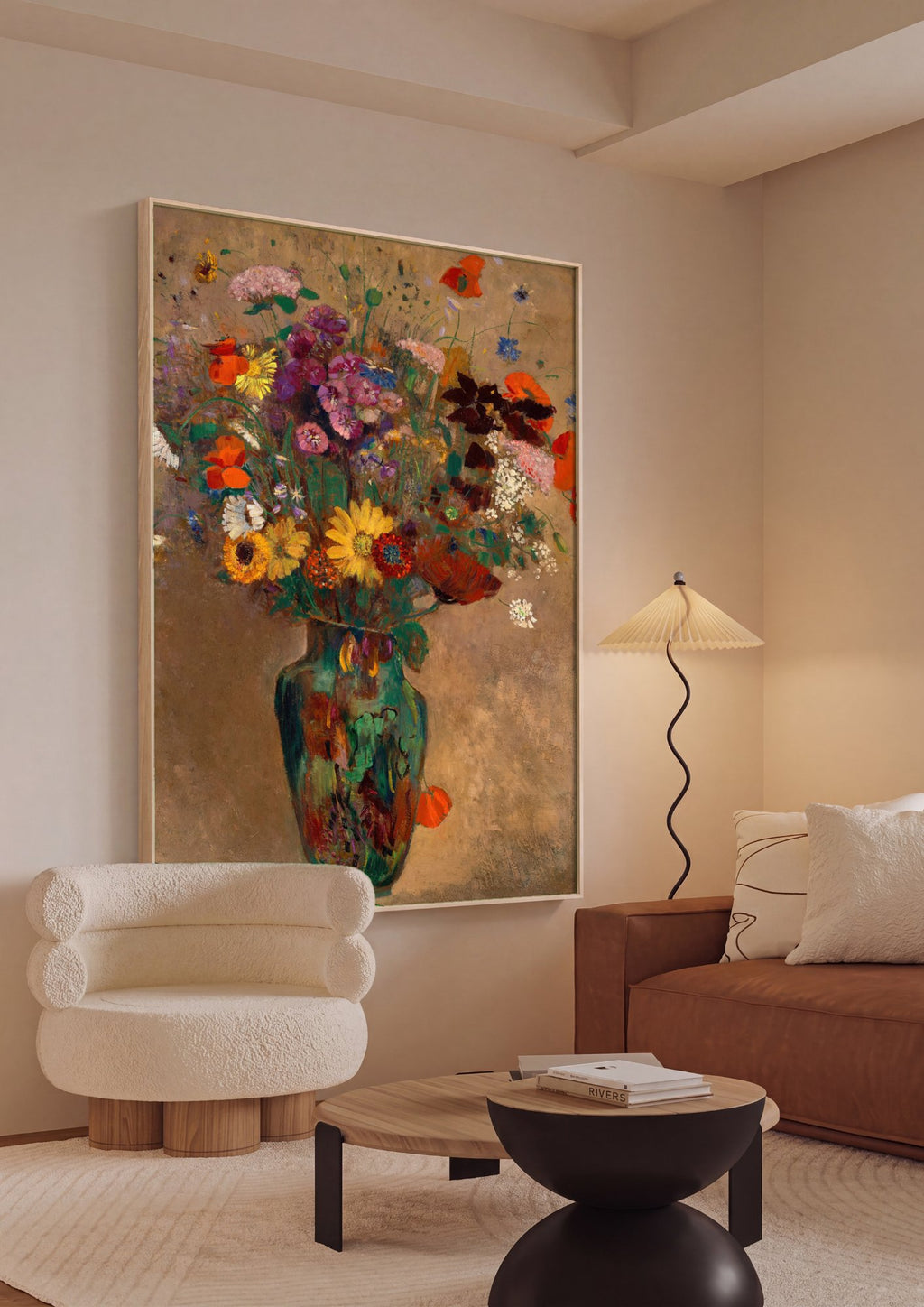 Quadro Decorativo Vaso de Flores - Odilon Redon em ambiente decorado