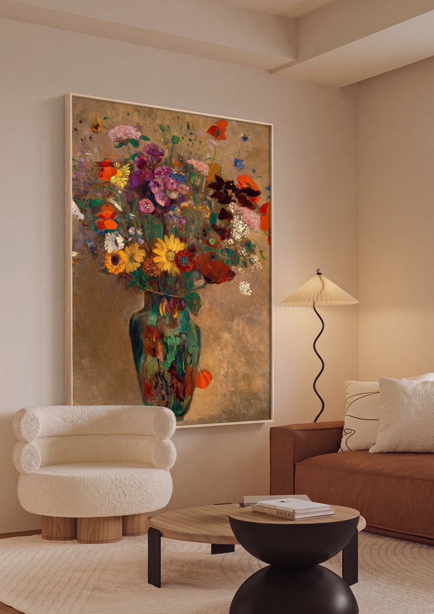 Quadro Decorativo Vaso de Flores - Odilon Redon em ambiente decorado