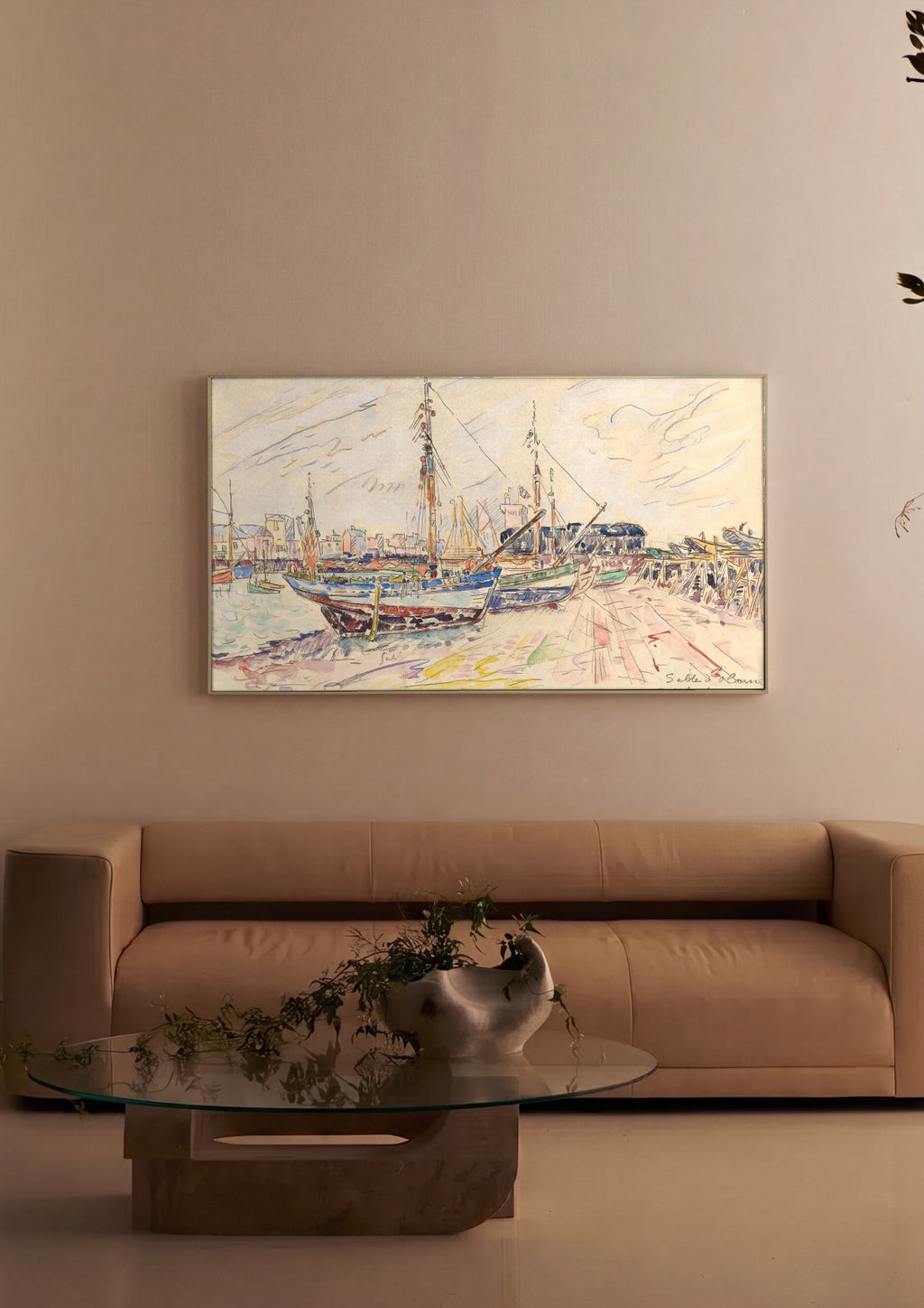Quadro Decorativo Porto de Sables-d'Olonne - Paul Signac em ambiente decorado