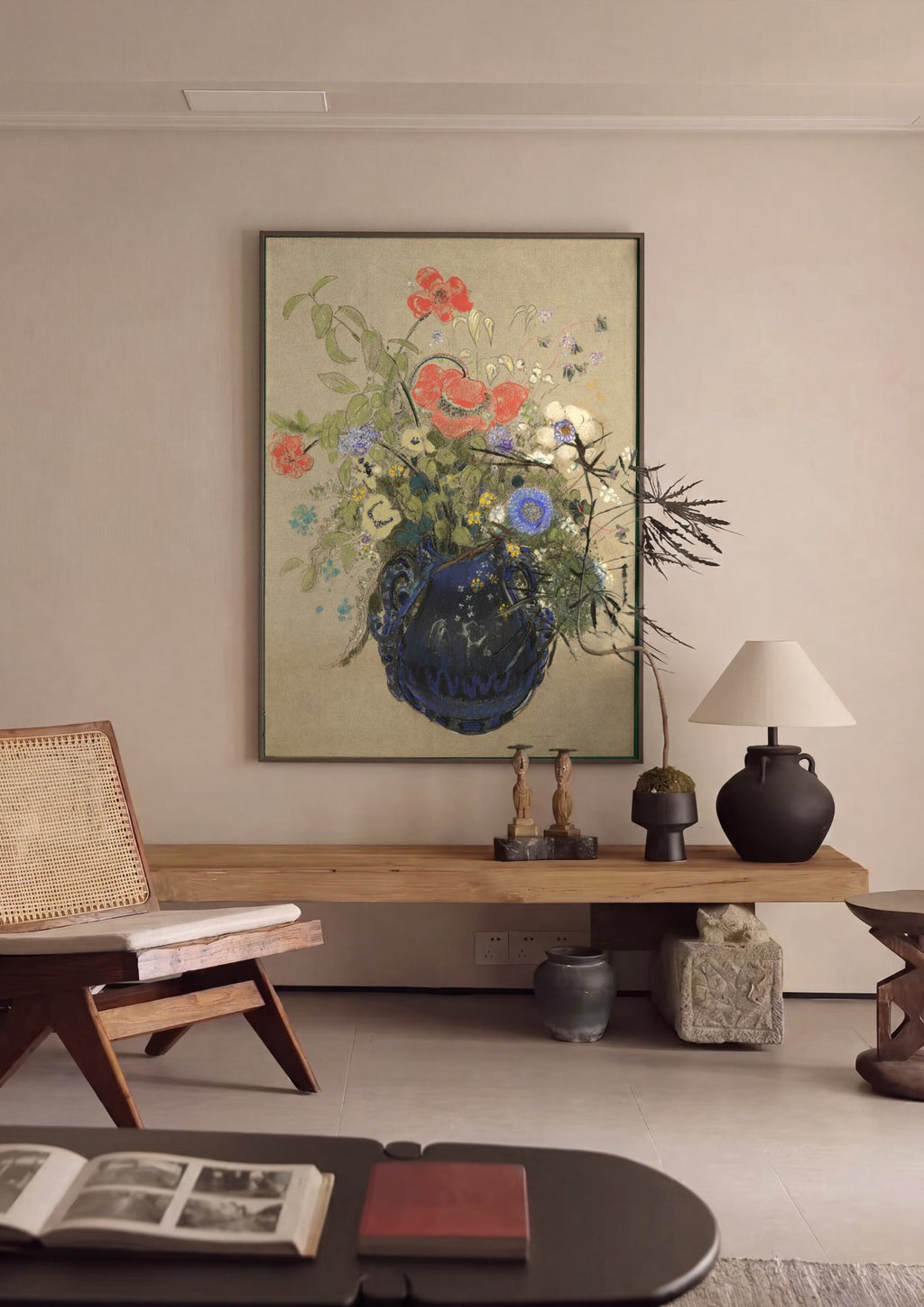 Quadro Decorativo 'Vaso de Flores' - Odilon Redon em ambiente decorado