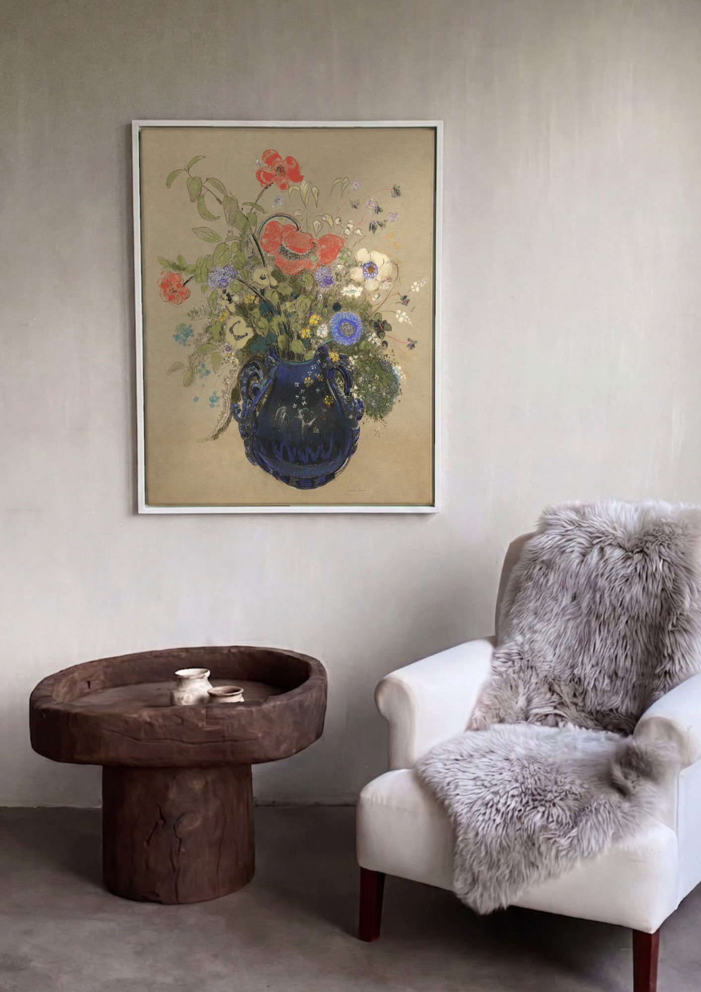 Quadro Decorativo 'Vaso de Flores' - Odilon Redon em ambiente decorado