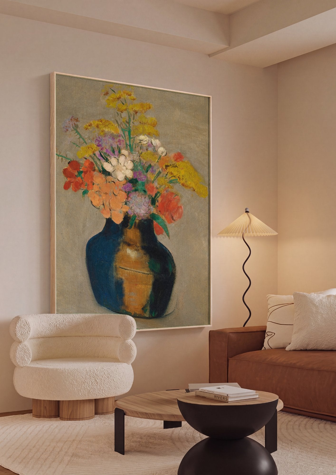 Quadro Decorativo Vaso de Flores - Odilon Redon em ambiente decorado