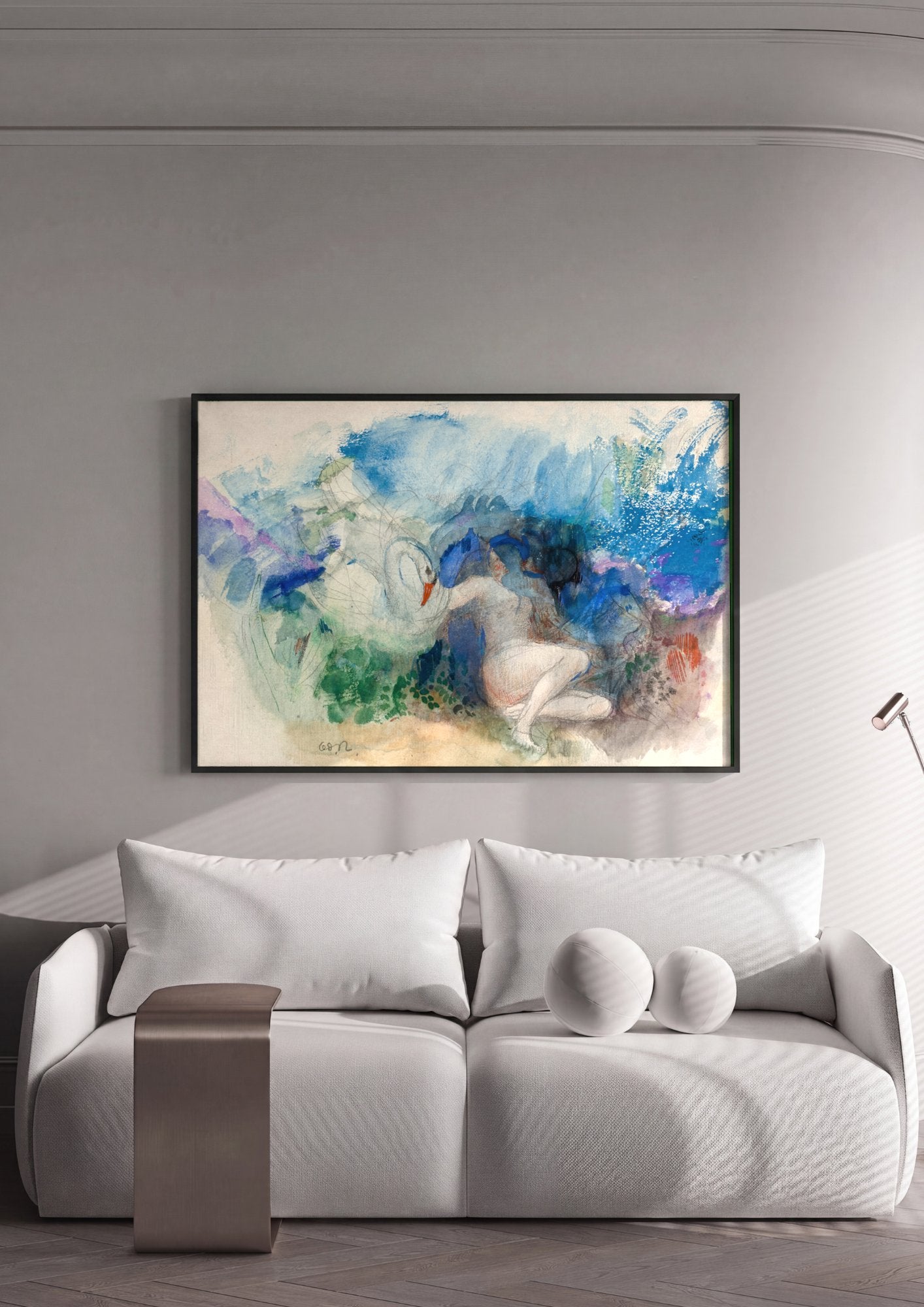 Quadro Decorativo Apolo e o Cisne – Odilon Redon em ambiente decorado