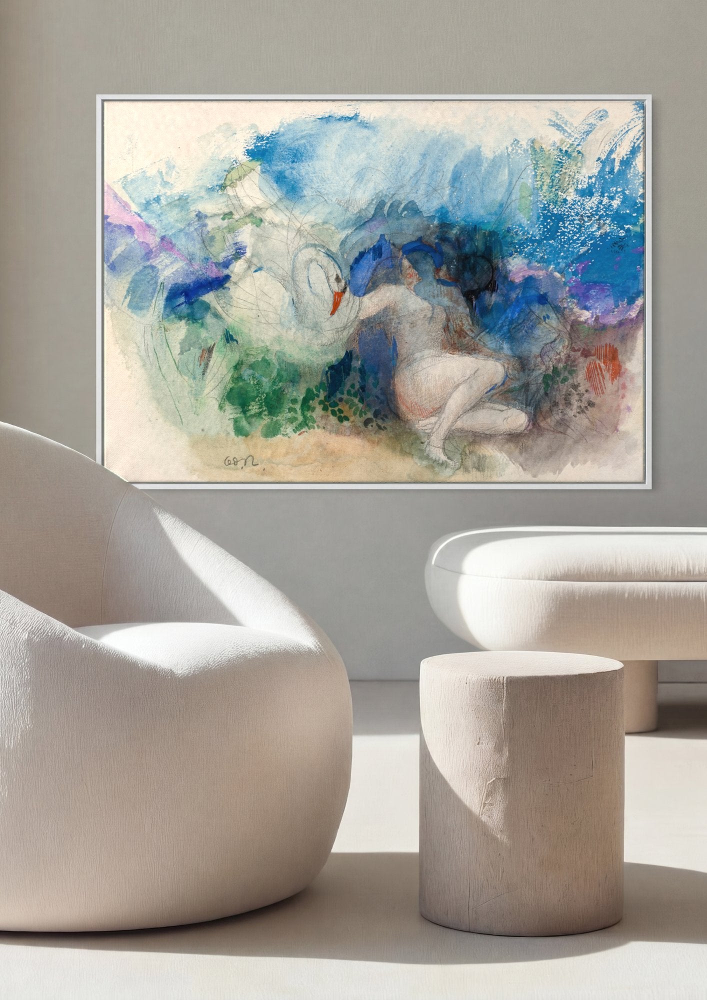 Quadro Decorativo Apolo e o Cisne – Odilon Redon em ambiente decorado