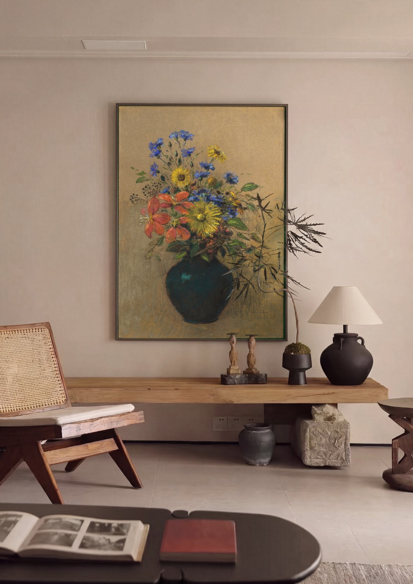 Quadro Decorativo 'Vaso de Flores' - Odilon Redon em ambiente decorado