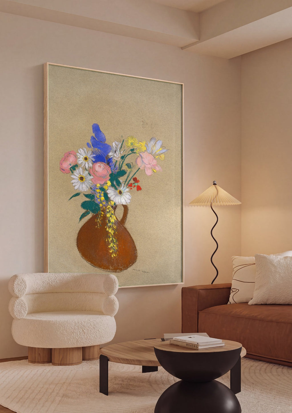 Quadro Decorativo Vaso de Flores - Odilon Redon em ambiente decorado