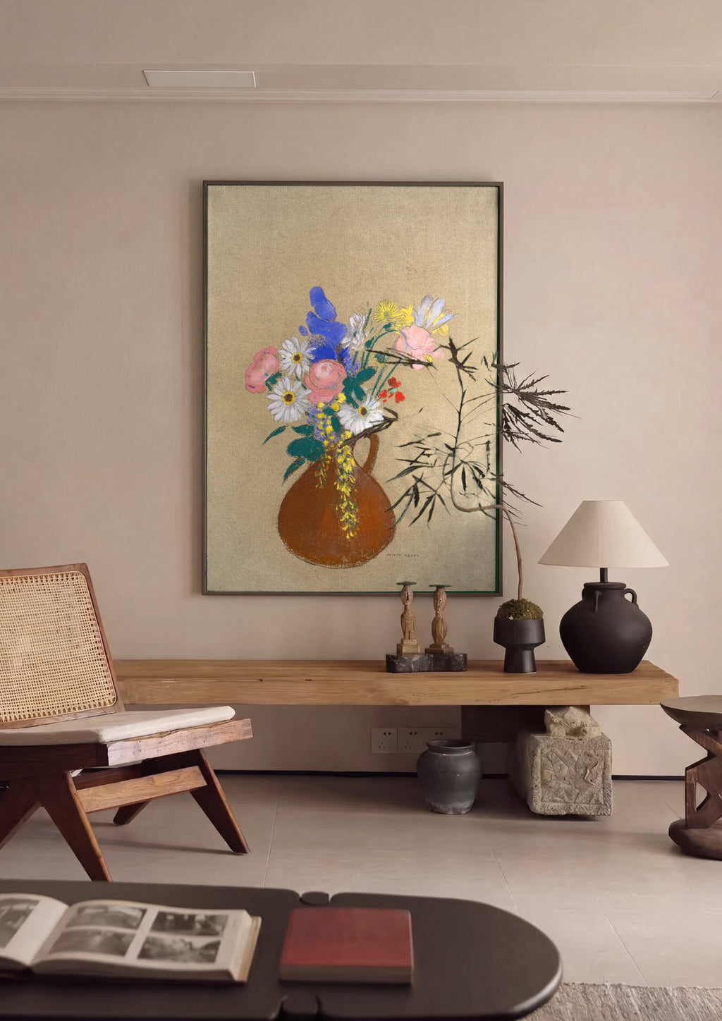 Quadro Decorativo Vaso de Flores - Odilon Redon em ambiente decorado