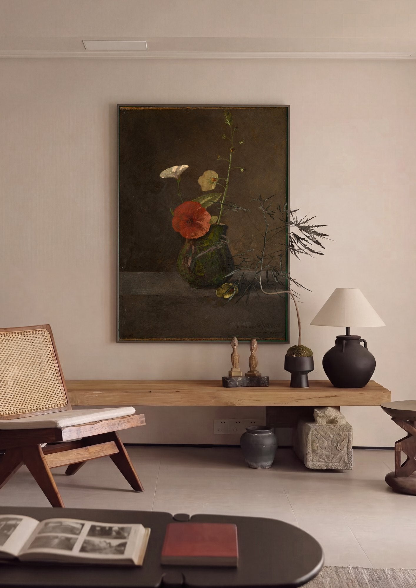 Quadro Decorativo Vaso de Flores - Odilon Redon em ambiente decorado