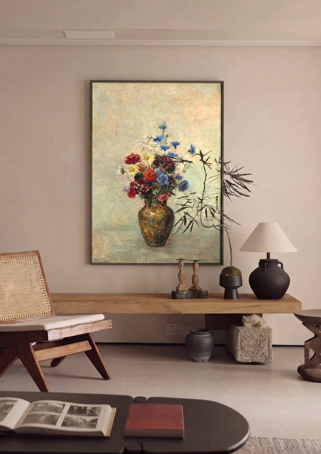 Quadro Decorativo Vaso de Flores - Odilon Redon em ambiente decorado