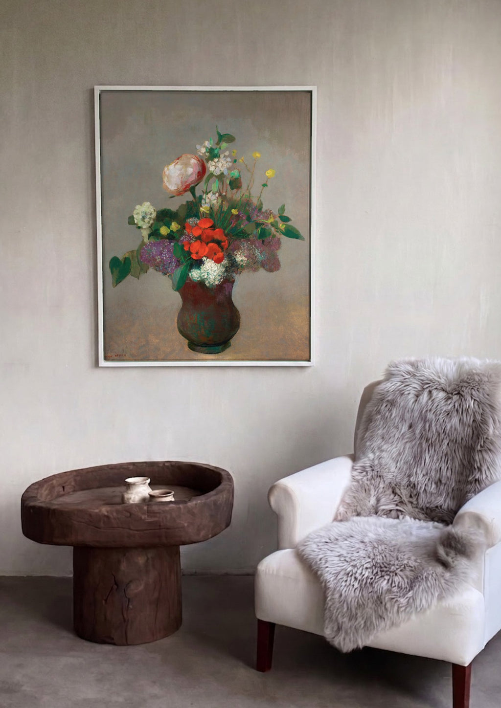 Quadro Decorativo Vaso de Flores - Odilon Redon em ambiente decorado