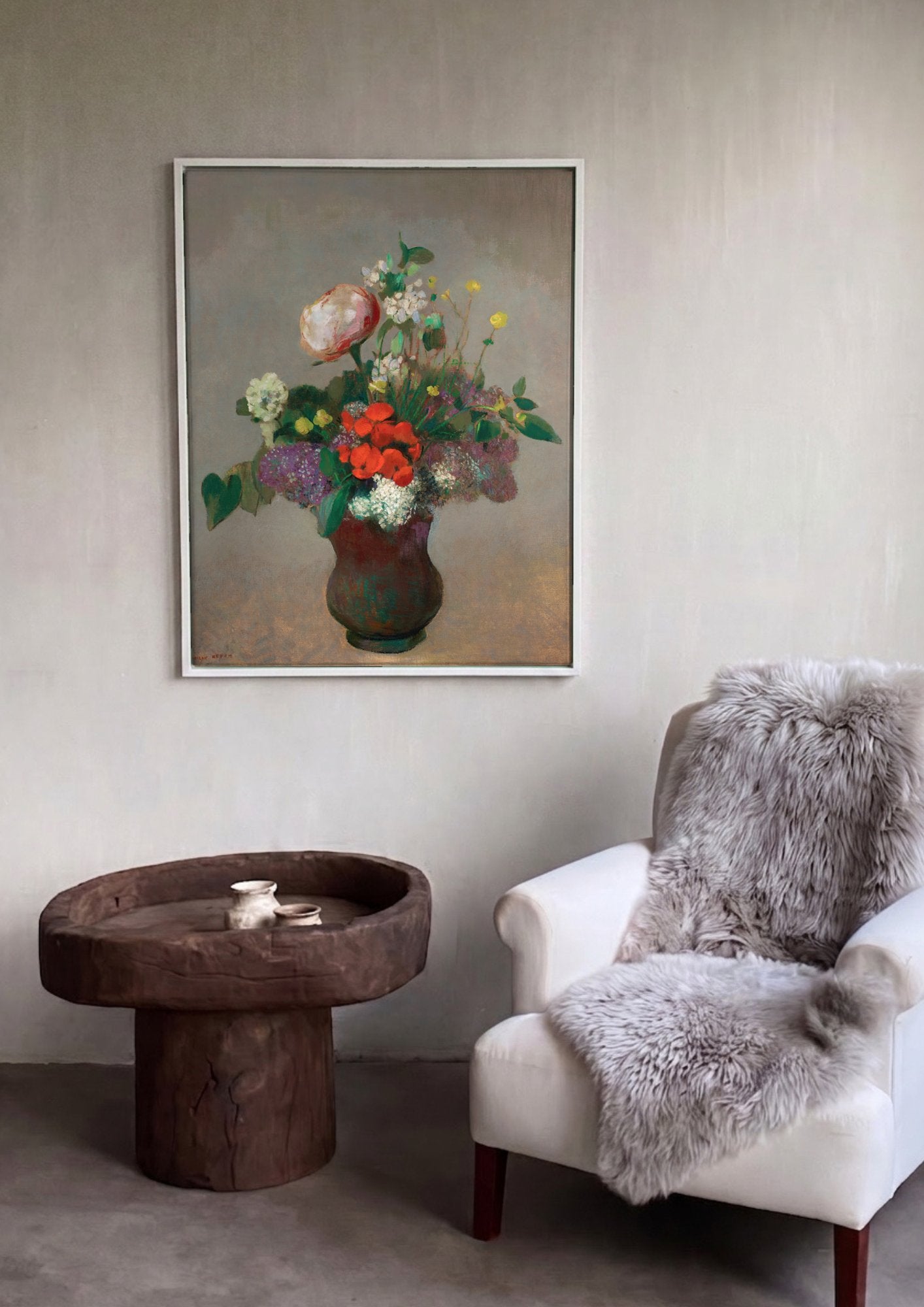 Quadro Decorativo Vaso de Flores - Odilon Redon em ambiente decorado