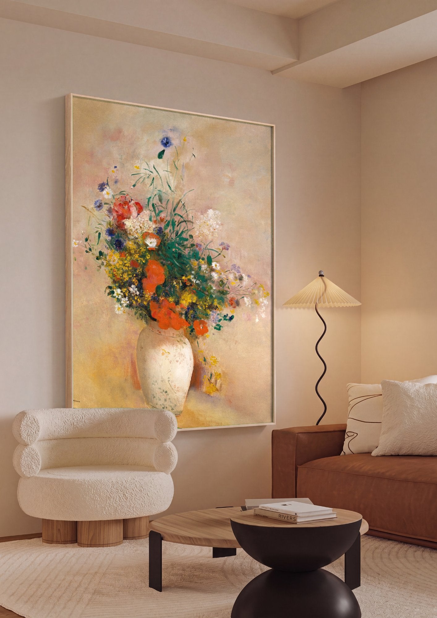Quadro Decorativo Vaso de Flores - Odilon Redon em ambiente decorado
