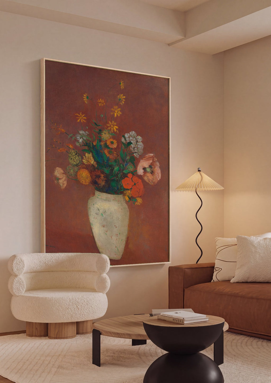 Quadro Decorativo Vaso de Flores - Odilon Redon em ambiente decorado