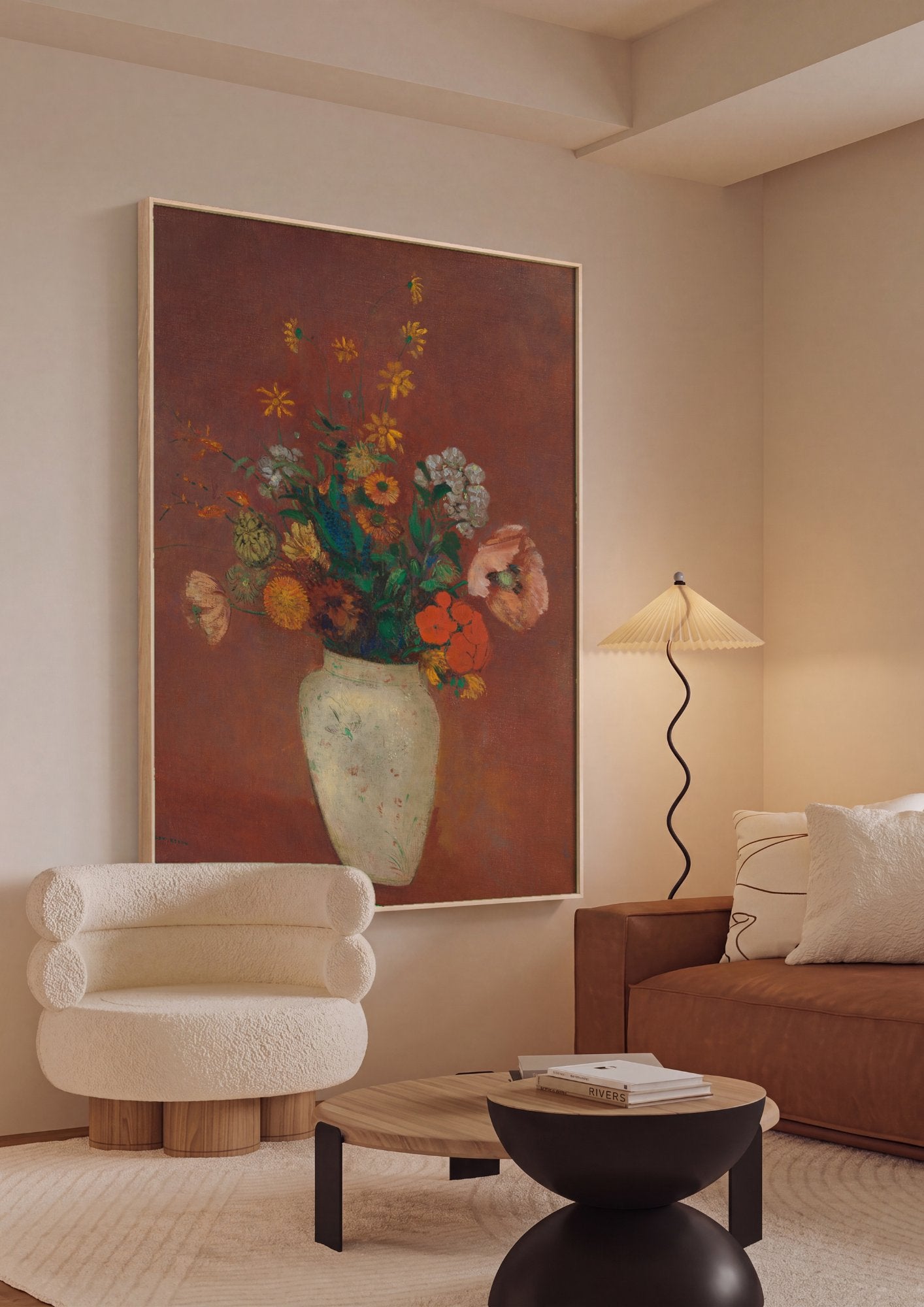 Quadro Decorativo Vaso de Flores - Odilon Redon em ambiente decorado
